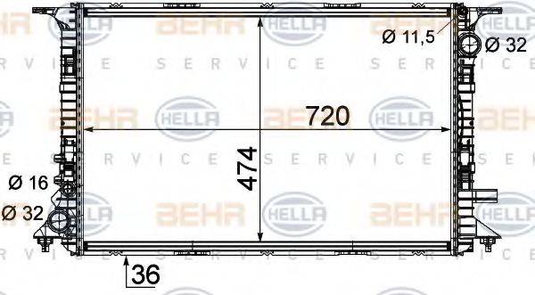 BEHR HELLA SERVICE 8MK376756681 Радіатор, охолодження двигуна