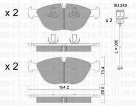 METELLI 2208283K Комплект гальмівних колодок, дискове гальмо