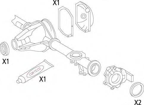 CORTECO 19535845 Комплект прокладок, диференціал