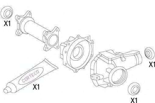 CORTECO 19536186 Комплект прокладок, диференціал