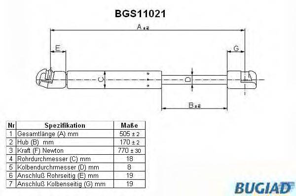 VAG 1T0 827 550 A Газова пружина, кришка багажника