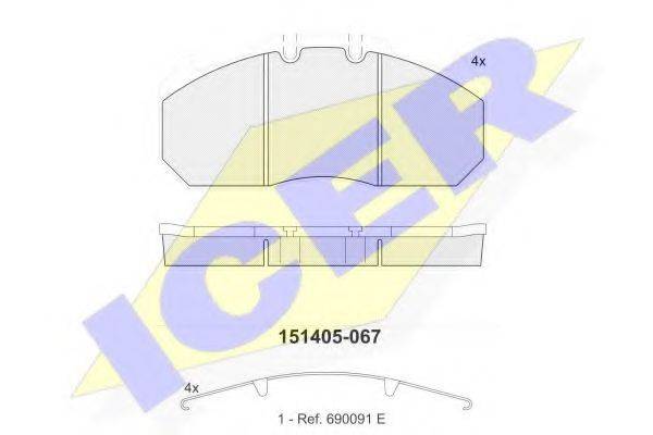 ICER 151405 Комплект гальмівних колодок, дискове гальмо