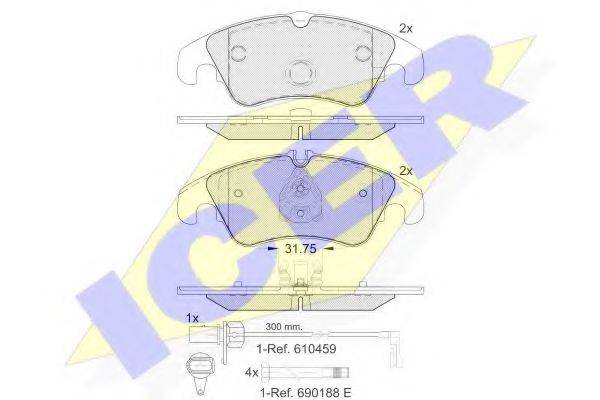 ICER 24265 Комплект гальмівних колодок, дискове гальмо