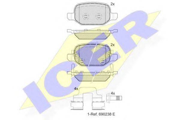ICER 25652 Комплект гальмівних колодок, дискове гальмо