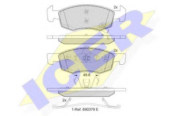 ICER 22143 Комплект гальмівних колодок, дискове гальмо