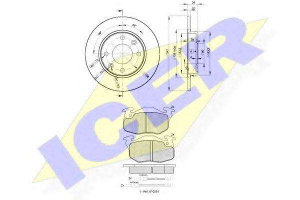 ICER 308644689 Комплект гальм, дисковий гальмівний механізм