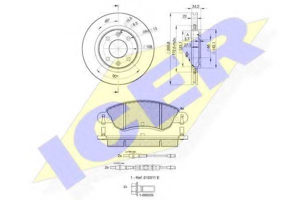 ICER 314204750 Комплект гальм, дисковий гальмівний механізм