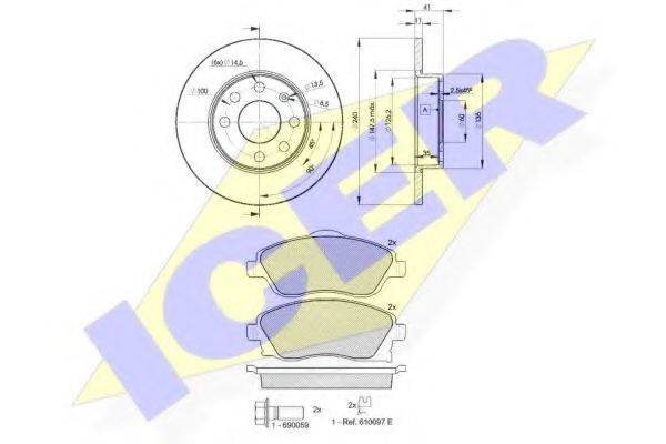 ICER 315269020 Комплект гальм, дисковий гальмівний механізм