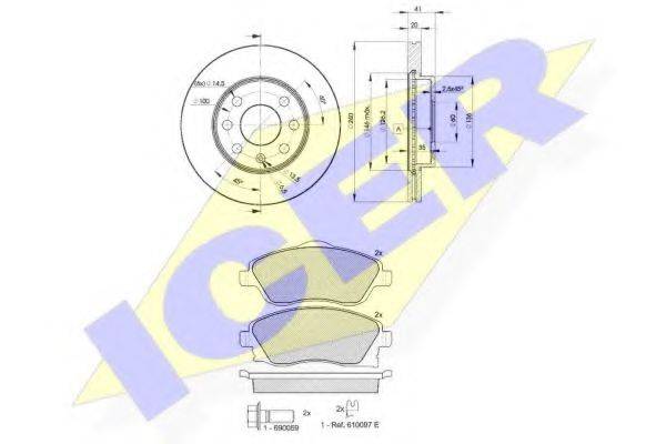 ICER 315269021 Комплект гальм, дисковий гальмівний механізм