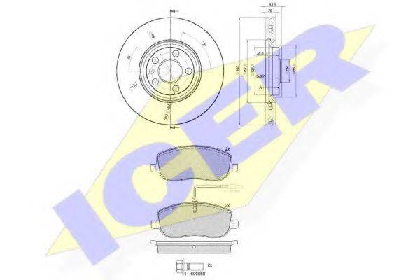 ICER 315534678 Комплект гальм, дисковий гальмівний механізм