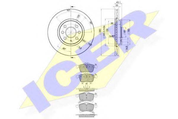 ICER 315929007 Комплект гальм, дисковий гальмівний механізм