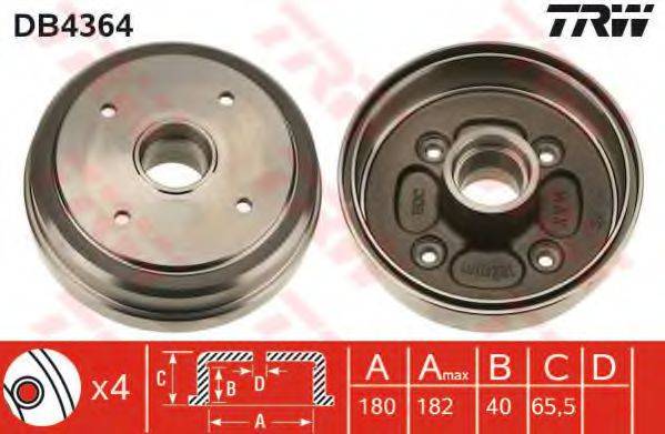 TRW DB4364 Гальмівний барабан