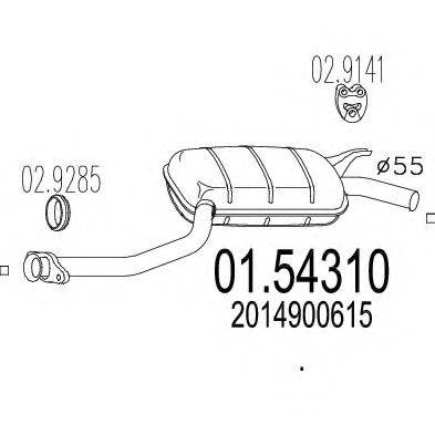 MTS 0154310 Середній глушник вихлопних газів