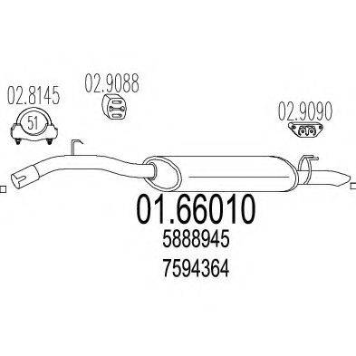 MTS 0166010 Глушник вихлопних газів кінцевий