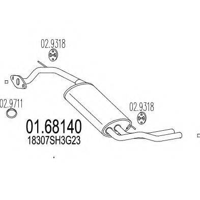 HONDA 18307SH3G23 Глушник вихлопних газів кінцевий