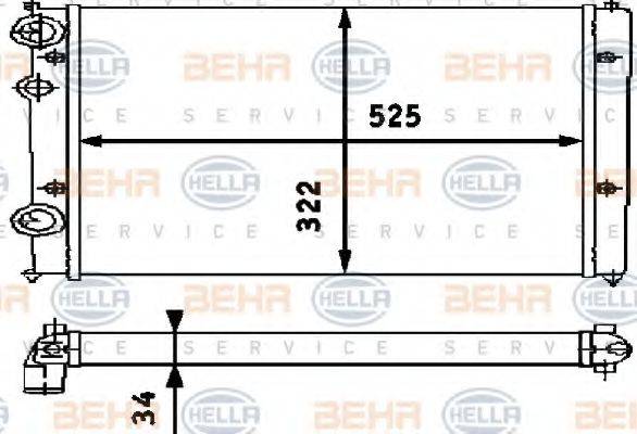 HELLA 8MK376713754 Радіатор, охолодження двигуна