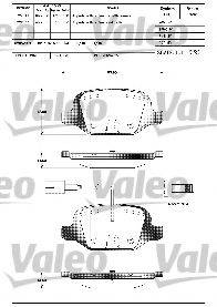 VALEO 601303 Комплект гальмівних колодок, дискове гальмо