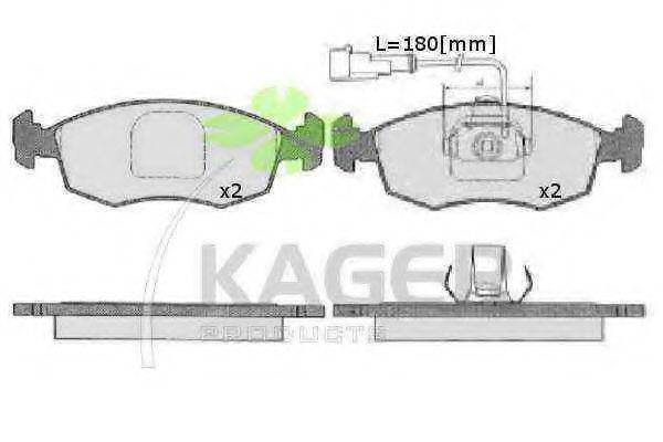 KAGER 350143 Комплект гальмівних колодок, дискове гальмо