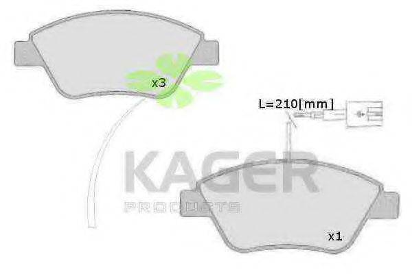 KAGER 41105 Комплект гальмівних колодок, дискове гальмо