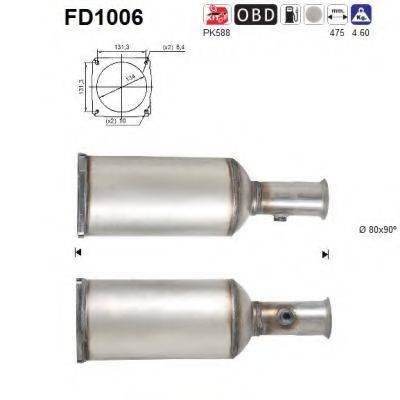AS FD1006 Саджовий/частковий фільтр, система вихлопу ОГ