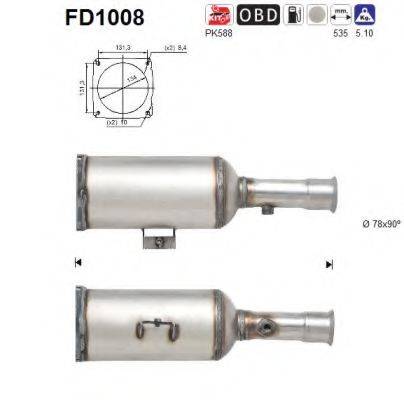 AS FD1008 Саджовий/частковий фільтр, система вихлопу ОГ