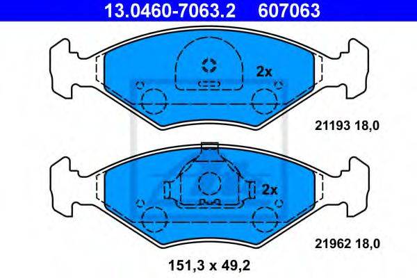 ATE 21962 Комплект гальмівних колодок, дискове гальмо