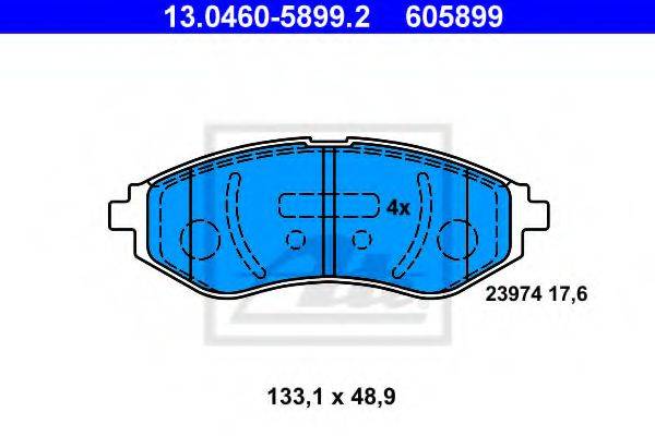 ATE 23974 Комплект гальмівних колодок, дискове гальмо