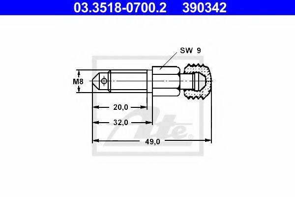 ATE 390342 Болт повітряного клапана / вентиль