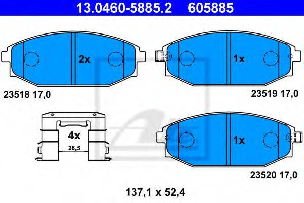 ATE 23518 Комплект гальмівних колодок, дискове гальмо