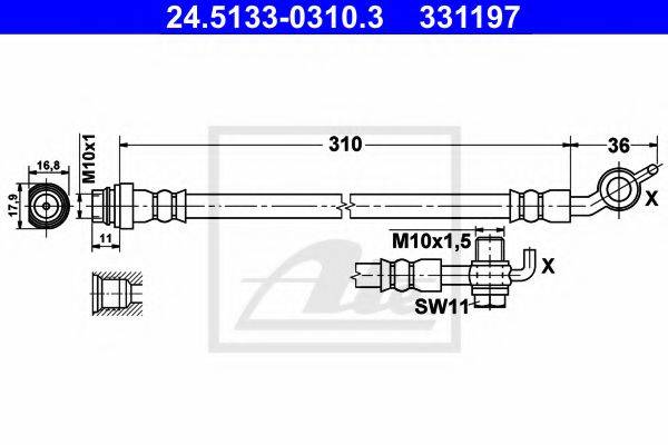 FORD 6G91-2282-DC Гальмівний шланг
