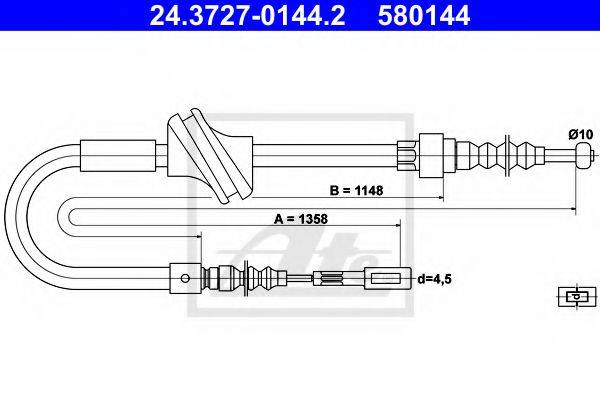 ATE 580144 Трос, стоянкова гальмівна система