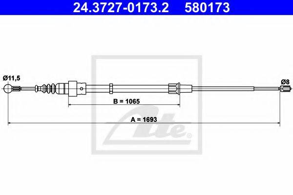 ATE 580173 Трос, стоянкова гальмівна система