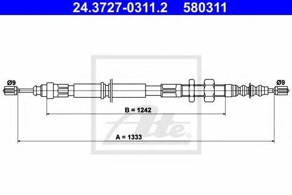 ATE 580311 Трос, стоянкова гальмівна система