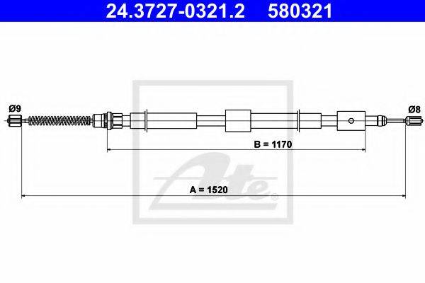 ATE 580321 Трос, стоянкова гальмівна система
