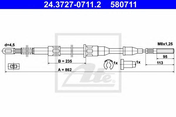 BENDIX 431168B Трос, стоянкова гальмівна система