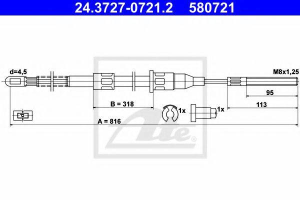 OPEL 522548 Трос, стоянкова гальмівна система