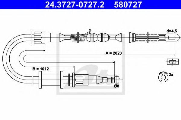 OPEL 522570 Трос, стоянкова гальмівна система