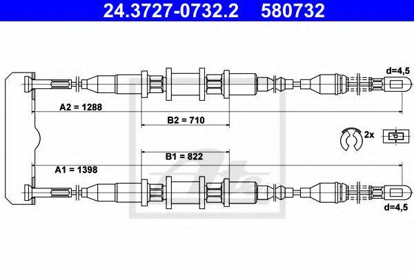 TEXTAR 44028300 Трос, стоянкова гальмівна система