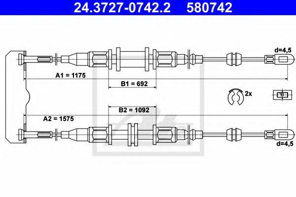 FTE FBS17037 Трос, стоянкова гальмівна система