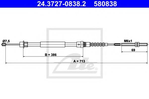 PEX 4.1609 Трос, стоянкова гальмівна система
