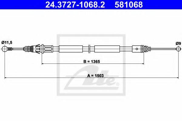 OPEL 91165524 Трос, стоянкова гальмівна система