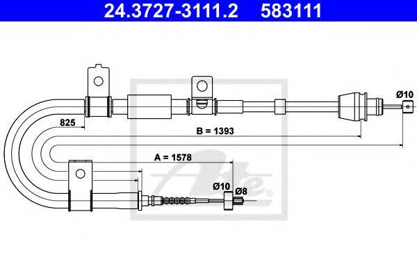 NIPPARTS J19138 Трос, стоянкова гальмівна система