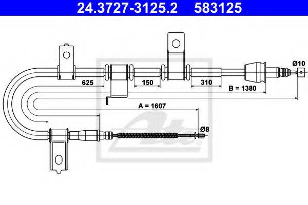 NIPPARTS J19078 Трос, стоянкова гальмівна система