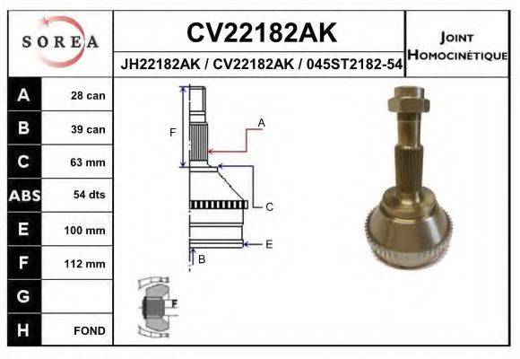 SNRA JH22182AK Шарнірний комплект, приводний вал
