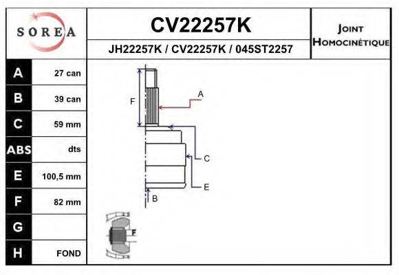 EAI CV22257K Шарнірний комплект, приводний вал