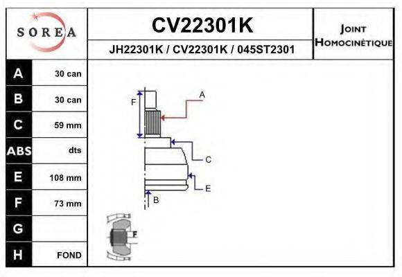 EAI CV22301K Шарнірний комплект, приводний вал