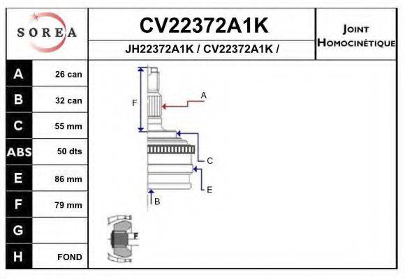 SNRA JH22372A1K Шарнірний комплект, приводний вал