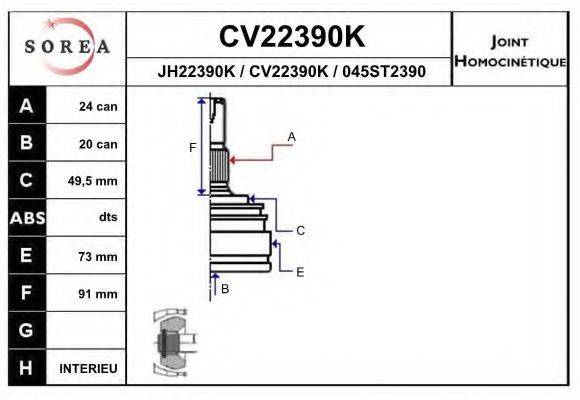 EAI CV22390K Шарнірний комплект, приводний вал