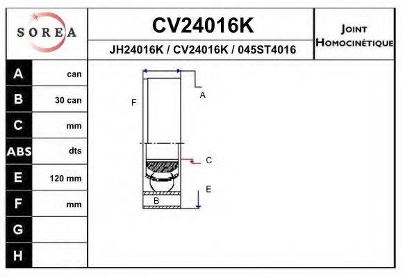 EAI CV24016K Шарнірний комплект, приводний вал