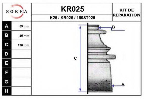 EAI KR025 Комплект пильника, приводний вал